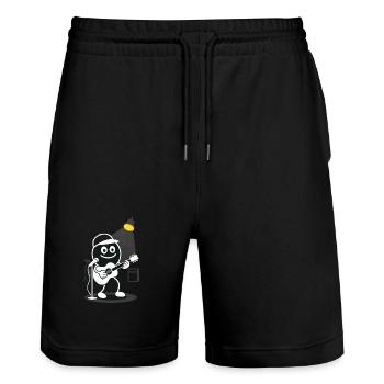 Ribbo plays guitar with heart - Stanley/Stella Trainer Unisex Organic Jogging Shorts - black - Front - Nik (191cm) & Marisol (170cm)