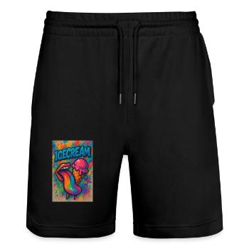 ICECREAM - Stanley/Stella Unisex Bio Joggingshorts Trainer  - Schwarz - Vorne - Nik (191cm) & Marisol (170cm)