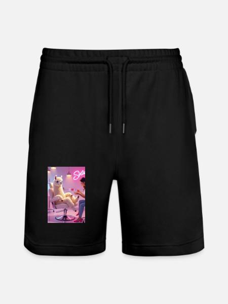 Lyrical Llama in Modern Salon - Stanley/Stella Trainer Unisex Organic Jogging Shorts - black