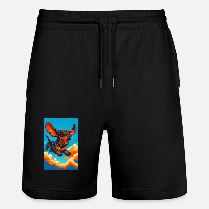 Lebendige fliegende Dackelillustration - Stanley/Stella Unisex Bio Joggingshorts Trainer  - Schwarz