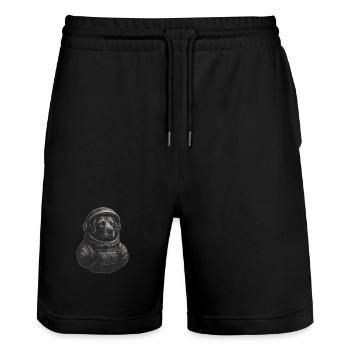 Hund Welpe im Astronautenanzug Astronaut - Stanley/Stella Unisex Bio Joggingshorts Trainer  - Schwarz - Vorne - Nik (191cm) & Marisol (170cm)