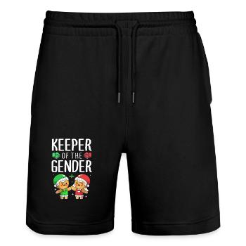 Baby shower Christmas expectant parents - Stanley/Stella Trainer Unisex Organic Jogging Shorts - black - Front - Nik (191cm) & Marisol (170cm)