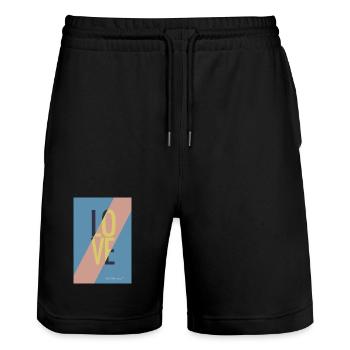 Modisches Love-Design in Pastellfarben - Stanley/Stella Unisex Bio Joggingshorts Trainer  - Schwarz - Vorne - Nik (191cm) & Marisol (170cm)