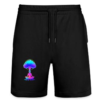Neon Tree of Meditation - Stanley/Stella Trainer Unisex Organic Jogging Shorts - black - Front - Nik (191cm) & Marisol (170cm)