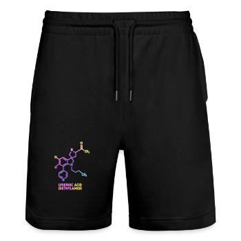 Psychedelic Molecular Art LSD - Stanley/Stella Trainer Unisex Organic Jogging Shorts - black - Front - Nik (191cm) & Marisol (170cm)