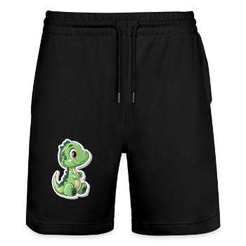 Dinosaure - Short de jogging bio TRAINER Stanley/Stella unisexe - noir - Devant - Nik (191cm) & Marisol (170cm)