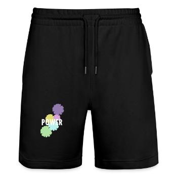 Mama Flower Power - Stanley/Stella Unisex Bio Joggingshorts Trainer  - Schwarz - Vorne - Nik (191cm) & Marisol (170cm)