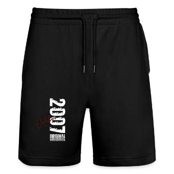 18. Geburtstag Original Oktober Jahrgang 2007 - Stanley/Stella Unisex Bio Joggingshorts Trainer  - Schwarz - Vorne - Nik (191cm) & Marisol (170cm)