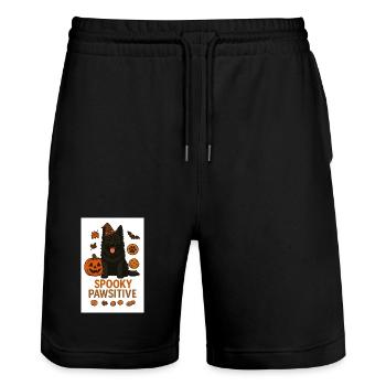 Spooky Pawsitive - Stanley/Stella Trainer Unisex Organic Jogging Shorts - black - Front - Nik (191cm) & Marisol (170cm)