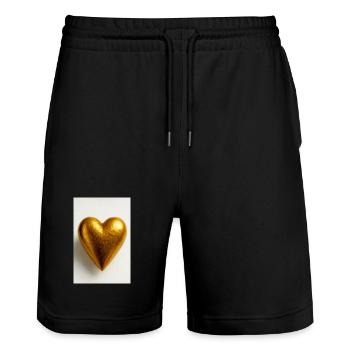 Ein Herz aus Gold - Stanley/Stella Unisex Bio Joggingshorts Trainer  - Schwarz - Vorne - Nik (191cm) & Marisol (170cm)