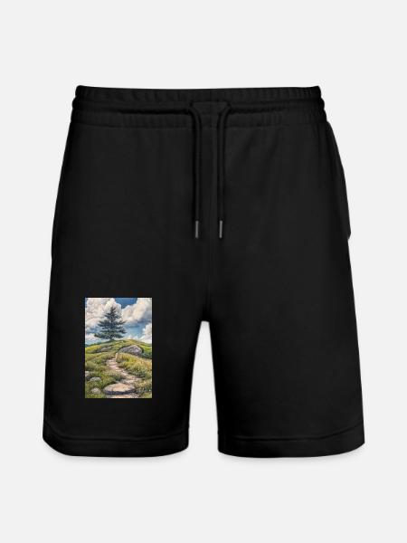 Illustration of a natural landscape - Stanley/Stella Trainer Unisex Organic Jogging Shorts - black