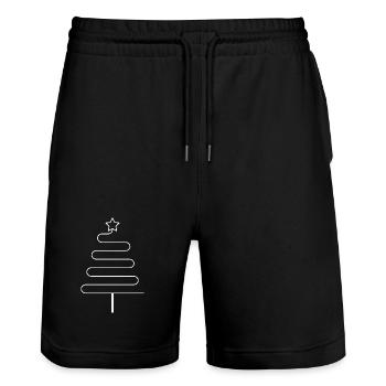 Minimalist Christmas Tree Funny Celebration Desi - Stanley/Stella Trainer Unisex Organic Jogging Shorts - black - Front - Nik (191cm) & Marisol (170cm)