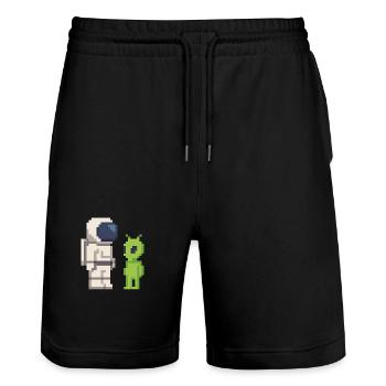 Pixel Astronaut rencontre Alien - Short de jogging bio TRAINER Stanley/Stella unisexe - noir - Devant - Nik (191cm) & Marisol (170cm)