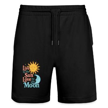 Sun Moon Harmony Zitat - Stanley/Stella Unisex Bio Joggingshorts Trainer  - Schwarz - Vorne - Nik (191cm) & Marisol (170cm)