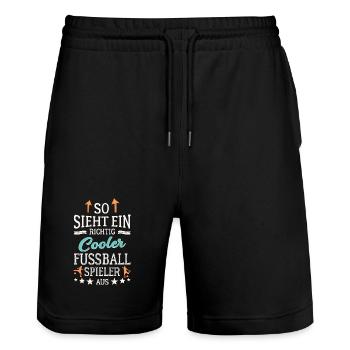 So sieht ein richtig cooler Fußballspieler aus  - Stanley/Stella Unisex Bio Joggingshorts Trainer  - Schwarz - Vorne - Nik (191cm) & Marisol (170cm)