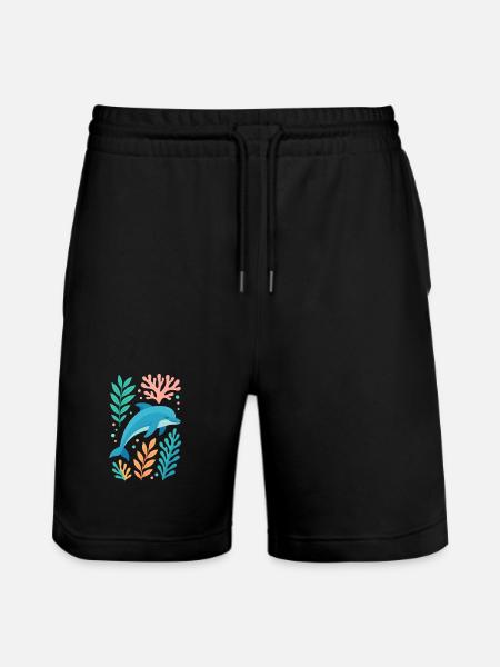 Delfintraum im Korallenmeer - Stanley/Stella Unisex Bio Joggingshorts Trainer  - Schwarz