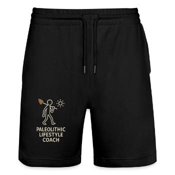 Prehistoric stone tools of Homo - Stanley/Stella Trainer Unisex Organic Jogging Shorts - black - Front - Nik (191cm) & Marisol (170cm)