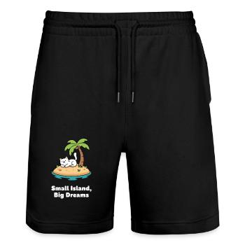 Cat's dream island idyll - Stanley/Stella Trainer Unisex Organic Jogging Shorts - black - Front - Nik (191cm) & Marisol (170cm)