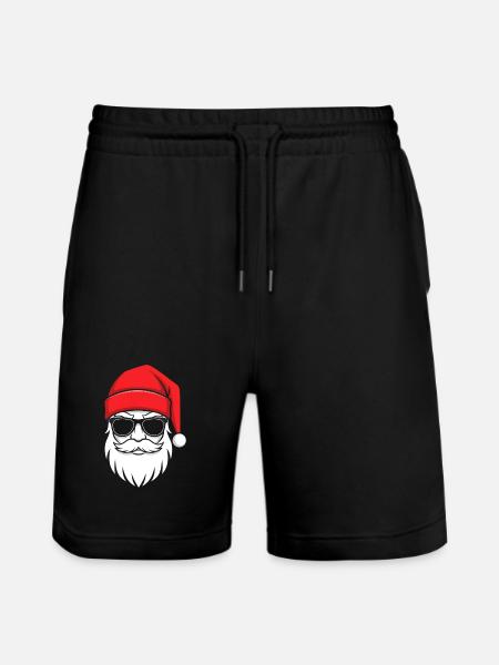 Cool Santa with beard and sunglasses - Stanley/Stella Trainer Unisex Organic Jogging Shorts - black