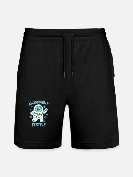 Abominably Festive – Christmas Yeti - Stanley/Stella Trainer Unisex Organic Jogging Shorts - black