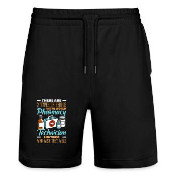 Pharmacist Pharmaceutical Technical - Stanley/Stella Trainer Unisex Organic Jogging Shorts - black - Front - Nik (191cm) & Marisol (170cm)