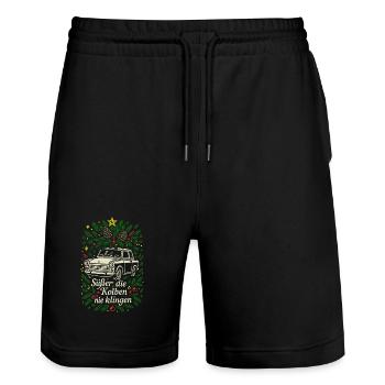 Süßer die Kolben nie klingen - Trabi Weihnacht - Stanley/Stella Unisex Bio Joggingshorts Trainer  - Schwarz - Vorne - Nik (191cm) & Marisol (170cm)