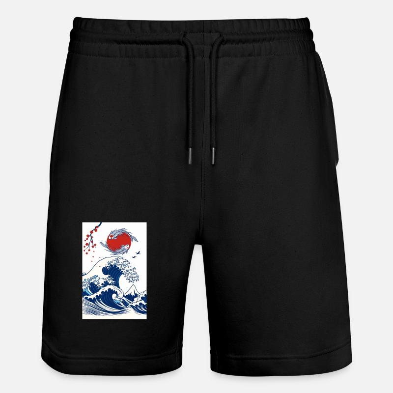 Koi et Vague en Soleil - Short de jogging bio TRAINER Stanley/Stella unisexe - noir