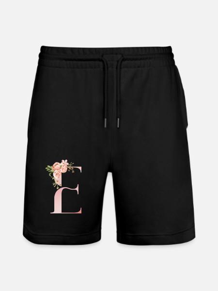 Pastel Floral Monogram E - Stanley/Stella Trainer Unisex Organic Jogging Shorts - black