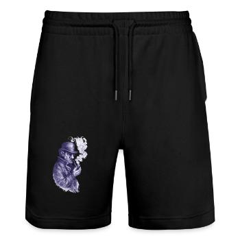 Pipe Smoker Detective in the Shadows - Stanley/Stella Trainer Unisex Organic Jogging Shorts - black - Front - Nik (191cm) & Marisol (170cm)