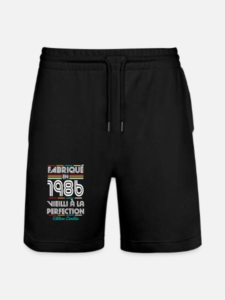 1986 – Made – Aged to perfection - Stanley/Stella Trainer Unisex Organic Jogging Shorts - black