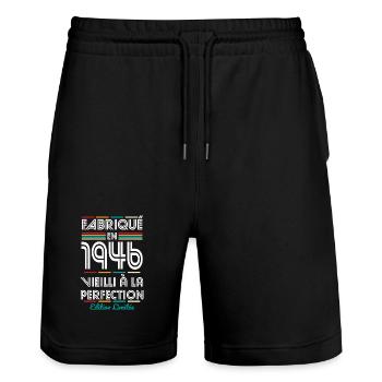 1946 – Hergestellt – Perfekt gereift - Stanley/Stella Unisex Bio Joggingshorts Trainer  - Schwarz - Vorne - Nik (191cm) & Marisol (170cm)