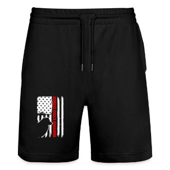 Border Collie Grandma American Flag Patriotic - Stanley/Stella Trainer Unisex Organic Jogging Shorts - black - Front - Nik (191cm) & Marisol (170cm)