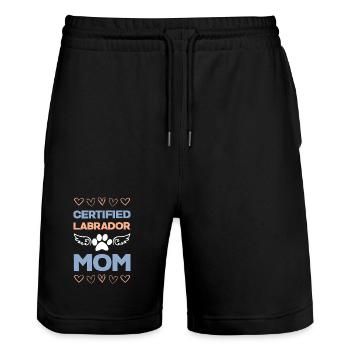 Zertifizierte Labrador Mama - Stanley/Stella Unisex Bio Joggingshorts Trainer  - Schwarz - Vorne - Nik (191cm) & Marisol (170cm)