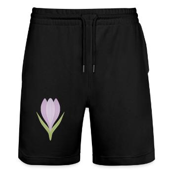 Illustration de la fleur de crocus lilas - Short de jogging bio TRAINER Stanley/Stella unisexe - noir - Devant - Nik (191cm) & Marisol (170cm)