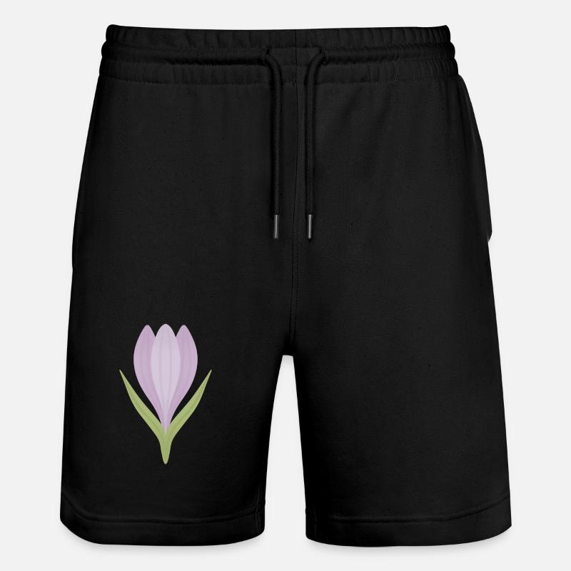Lilac Crocus Bloom Illustration - Stanley/Stella Unisex Bio Joggingshorts Trainer  - Schwarz