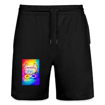 Unendlich feines farbenfrohes Design - Stanley/Stella Unisex Bio Joggingshorts Trainer  - Schwarz - Vorne - Nik (191cm) & Marisol (170cm)