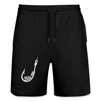 Bite Me Angelhaken-Emblem - Stanley/Stella Unisex Bio Joggingshorts Trainer  - Schwarz - Vorne - Nik (191cm) & Marisol (170cm)