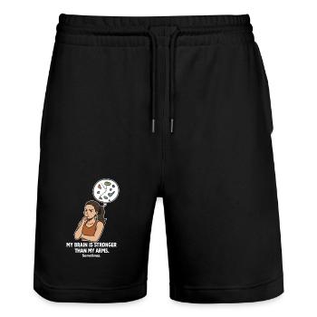 Bouldern wie Schach – Kopf schlägt Kraft - Stanley/Stella Unisex Bio Joggingshorts Trainer  - Schwarz - Vorne - Nik (191cm) & Marisol (170cm)