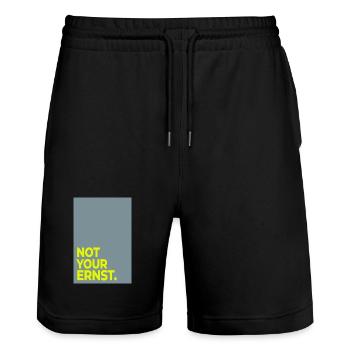 Not Your Ernst – Minimal Statement Poster - Stanley/Stella Trainer Unisex Organic Jogging Shorts - black - Front - Nik (191cm) & Marisol (170cm)