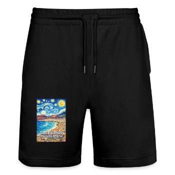 Las Palmas de Gran Canaria, Espagne - Short de jogging bio TRAINER Stanley/Stella unisexe - noir - Devant - Nik (191cm) & Marisol (170cm)