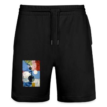 herbi793_abstract - Short de jogging bio TRAINER Stanley/Stella unisexe - noir - Devant - Nik (191cm) & Marisol (170cm)