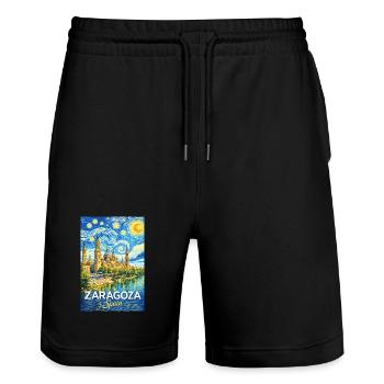 Zaragoza Spain - Stanley/Stella Unisex Bio Joggingshorts Trainer  - Schwarz - Vorne - Nik (191cm) & Marisol (170cm)