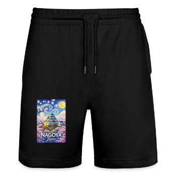 Nagoya Japan - Stanley/Stella Unisex Bio Joggingshorts Trainer  - Schwarz - Vorne - Nik (191cm) & Marisol (170cm)