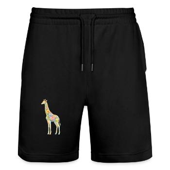 Giraffe Blumen Silhouette - Stanley/Stella Unisex Bio Joggingshorts Trainer  - Schwarz - Vorne - Nik (191cm) & Marisol (170cm)