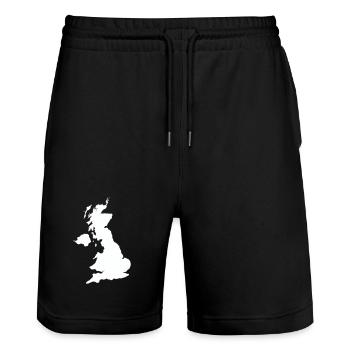england_country - Stanley/Stella Trainer Unisex Organic Jogging Shorts - black - Front - Nik (191cm) & Marisol (170cm)