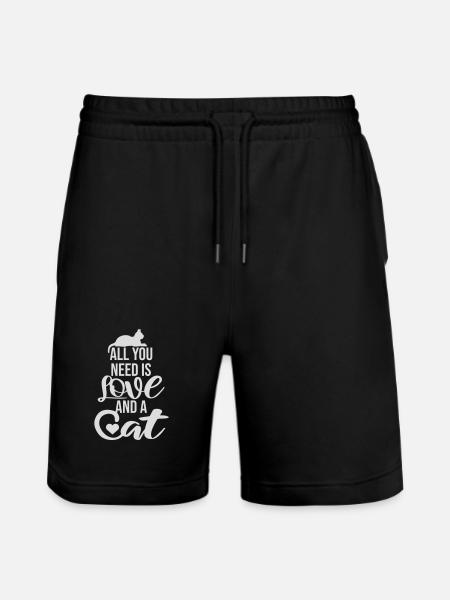 Alt du behøver er kærlighed og en kat sjov katte-udtalelse - Stanley/Stella Trainer økologiske unisex joggingshorts - sort