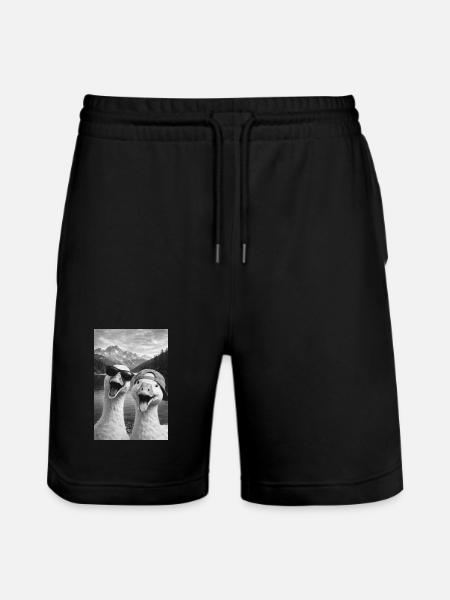 Gänse mit Sonnenbrille am Bergsee - Stanley/Stella Unisex Bio Joggingshorts Trainer - Schwarz