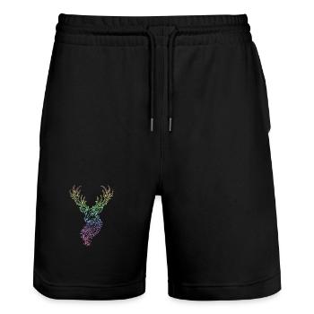 Deer Rainbow - Stanley/Stella Trainer Unisex Organic Jogging Shorts - black - Front - Nik (191cm) & Marisol (170cm)
