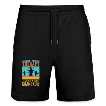 Grandpa And Grandkids Love Unbreakable Bond Best - Stanley/Stella Trainer Unisex Organic Jogging Shorts - black - Front - Nik (191cm) & Marisol (170cm)