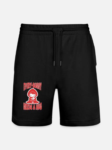 Rabbit Hug Every-Bunny Manga Cute - Stanley/Stella Trainer Unisex Organic Jogging Shorts - black